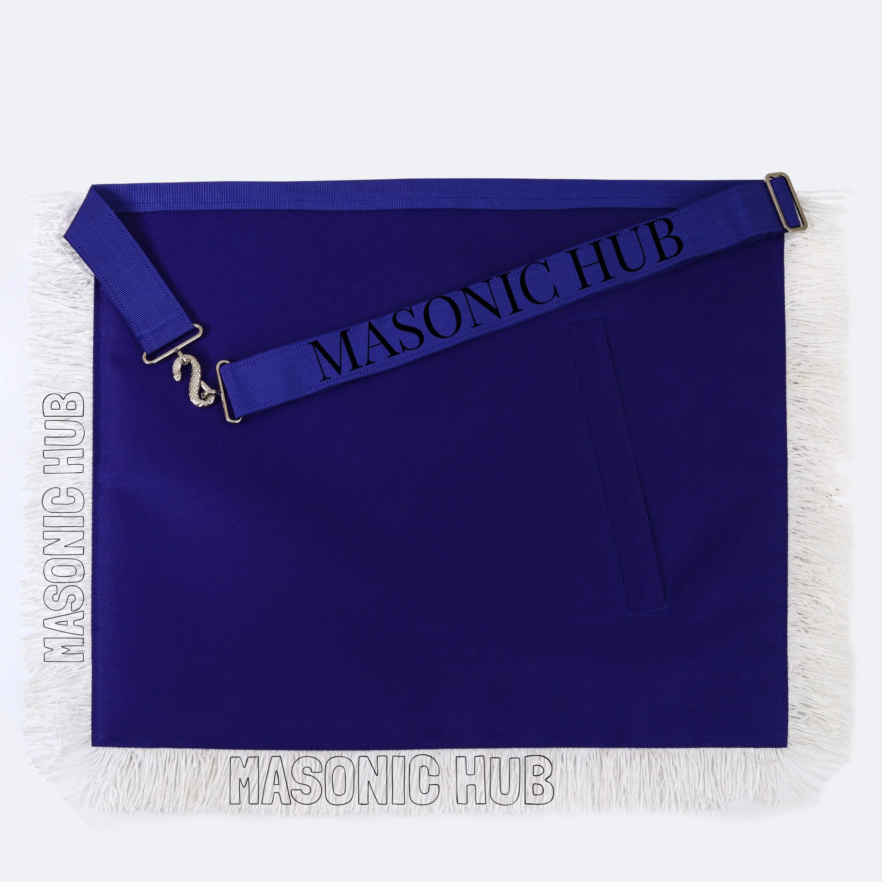 Masonic Past Master Apron – 100% Lambskin, Blue with White Fringe (Hand-Embroidered) Masonic Hub