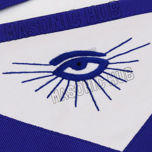 Masonic Past Master Apron – 100% Lambskin, Blue with White Fringe (Hand-Embroidered) Masonic Hub