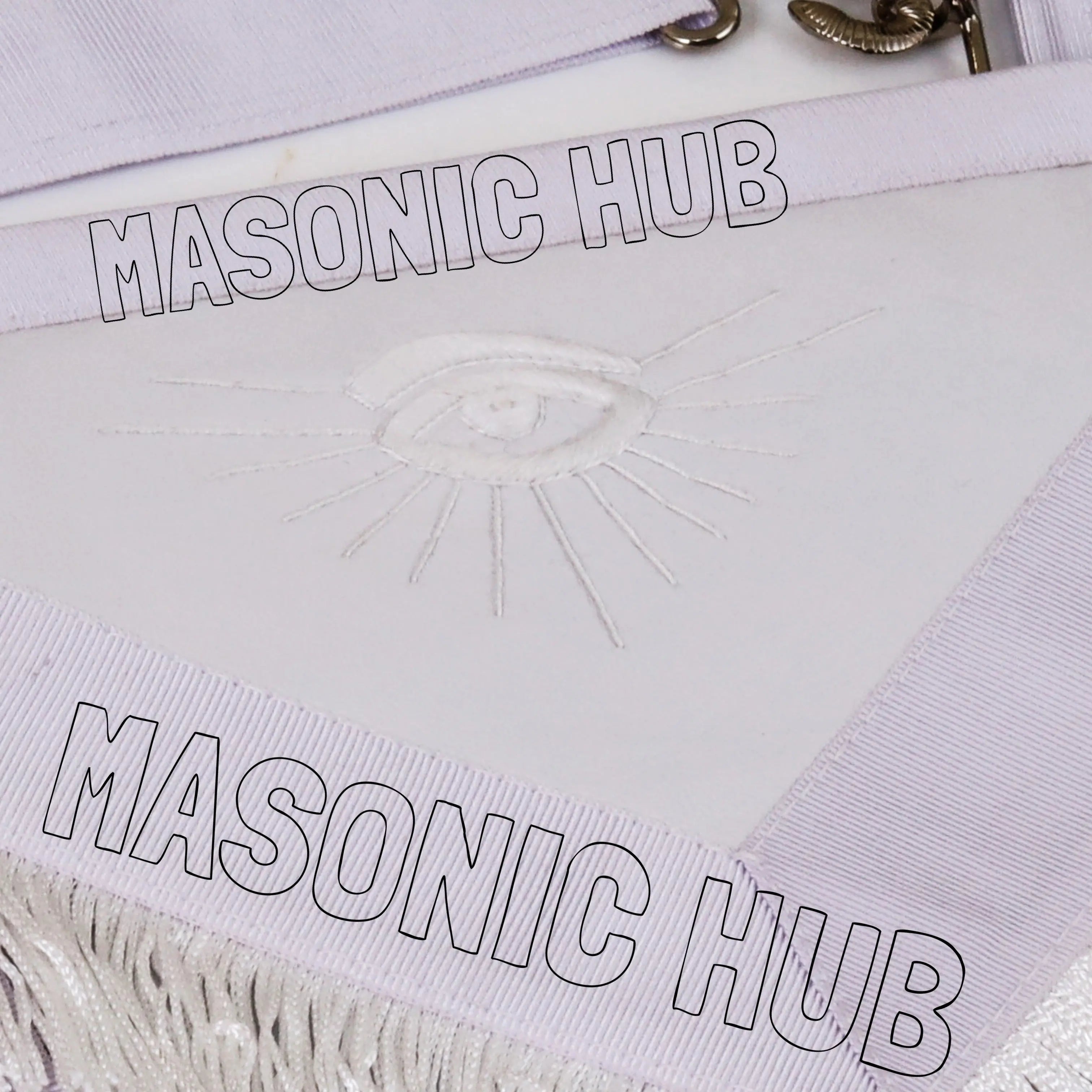 Masonic Master Mason 100% Lambskin Apron All White with Fringe - Hand Embroidery Masonic Hub