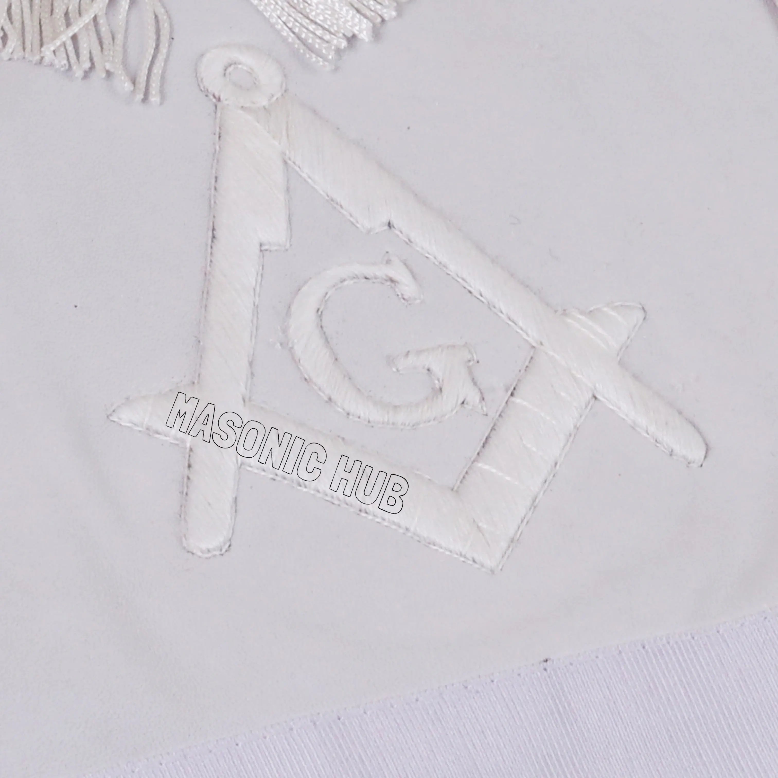 Masonic Master Mason 100% Lambskin Apron All White with Fringe - Hand Embroidery Masonic Hub