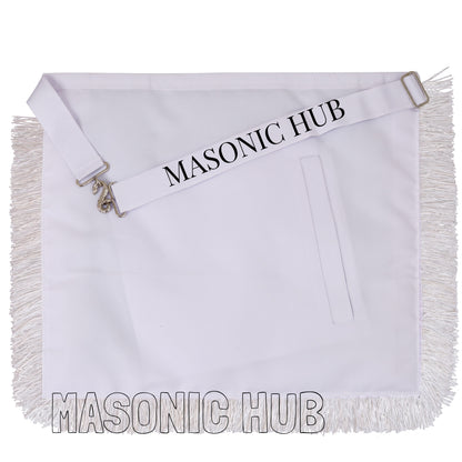 Masonic Past Master Apron – 100% Lambskin with Sun &amp; White Fringe (Hand Embroidered)