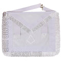 Masonic Master Mason 100% Lambskin Apron All White with Fringe - Hand Embroidery Masonic Hub