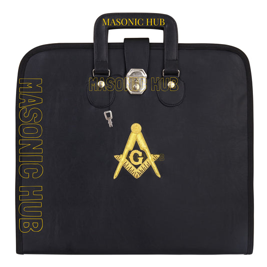 Masonic Hand-Embroidered Square &amp; Compass Apron Case – Black