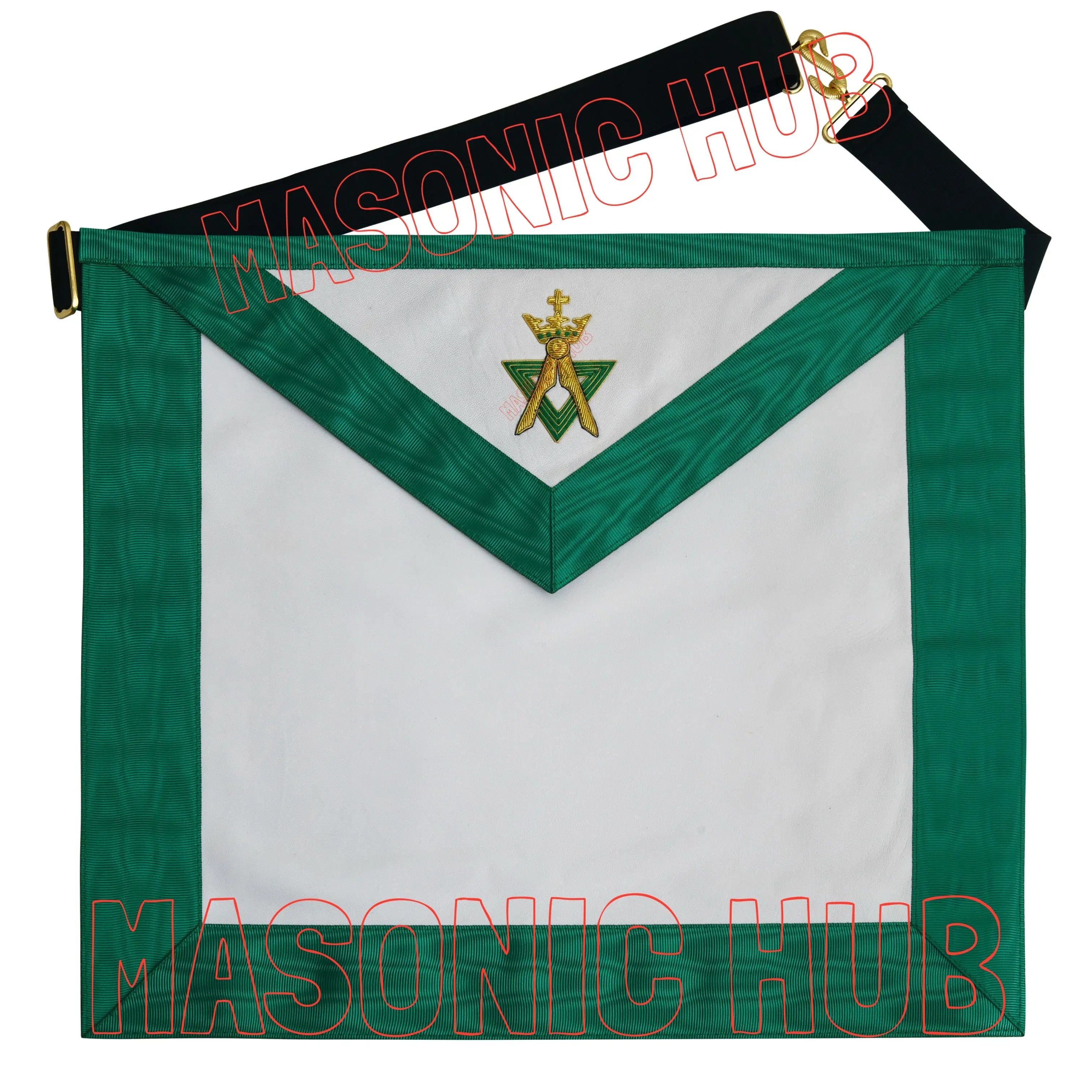 Handcrafted Lambskin Green Masonic Allied Degree and Member Apron for Freemasons Masonic Hub