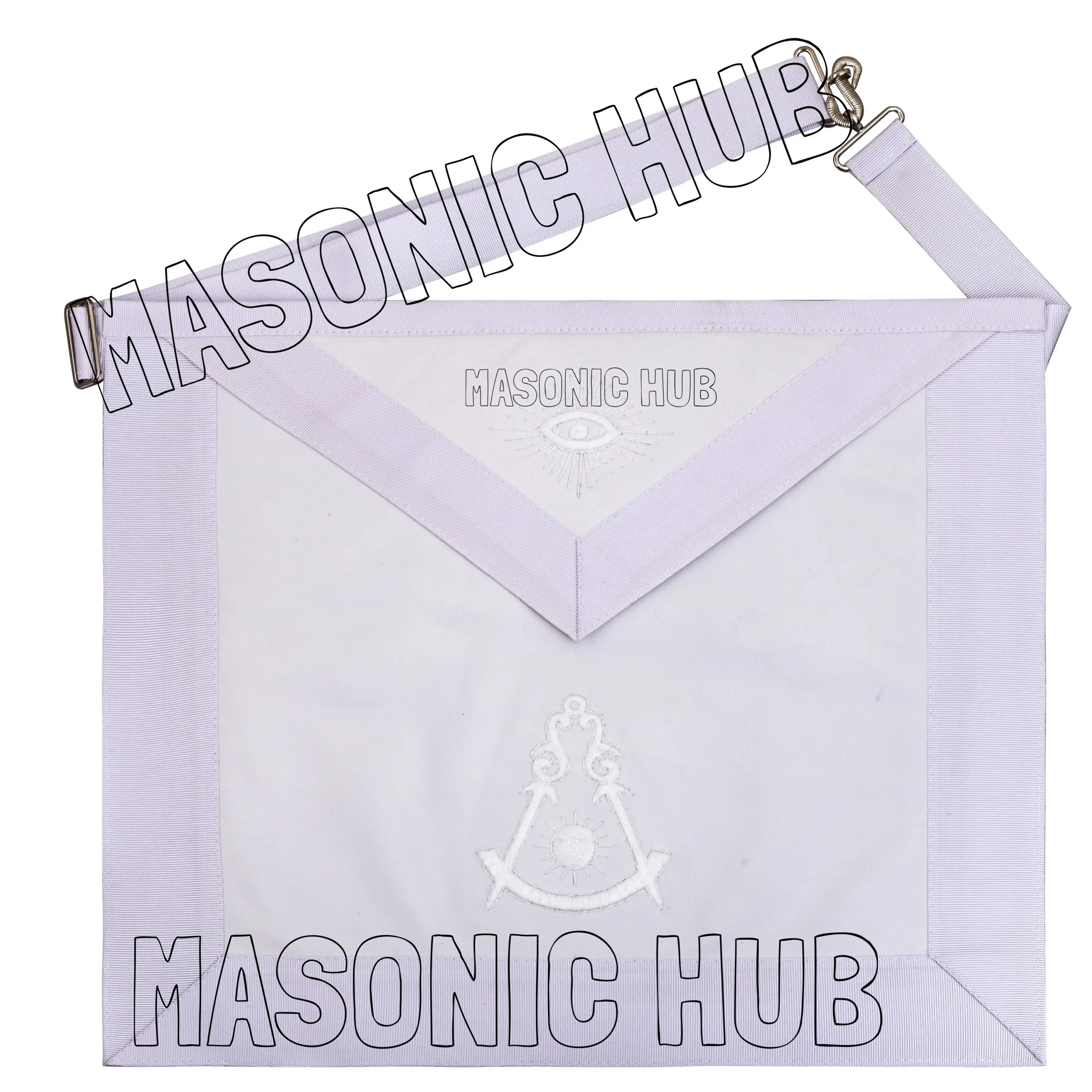 Masonic Past Master 100% Lambskin Apron All White Hand Embroidered Masonic Hub