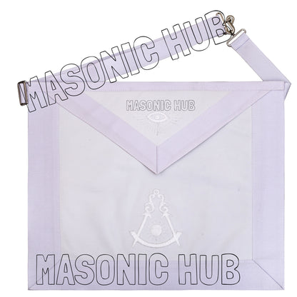 Masonic Past Master 100% Lambskin Apron All White Hand Embroidered