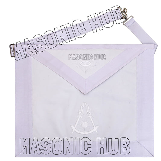 Masonic Past Master 100% Lambskin Apron All White Hand Embroidered