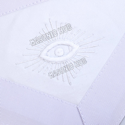 Masonic Past Master 100% Lambskin Apron All White Hand Embroidered
