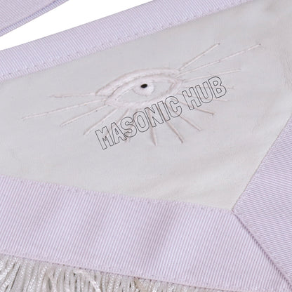 Masonic Past Master Apron – 100% Lambskin with Sun &amp; White Fringe (Hand Embroidered)