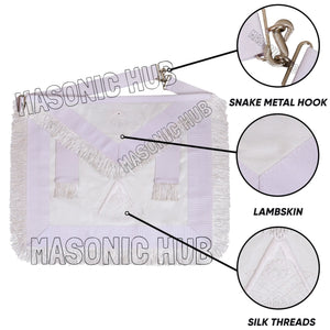 Masonic Past Master Apron – 100% Lambskin with Sun &amp; White Fringe (Hand Embroidered) Masonic Hub