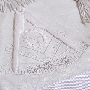 Masonic Past Master Apron – 100% Lambskin with Sun &amp; White Fringe (Hand Embroidered) Masonic Hub