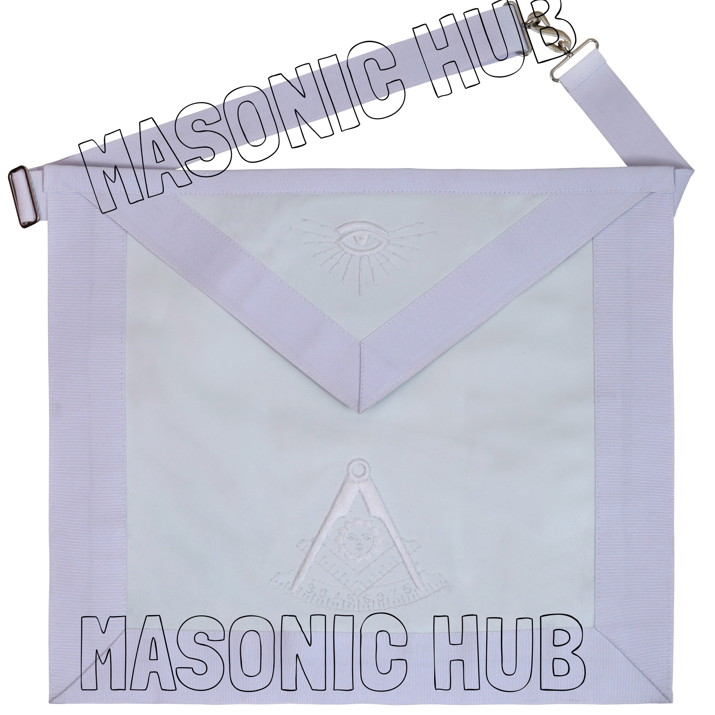 Masonic Past Master Apron – All White, 100% Lambskin, Hand Embroidered Masonic Hub