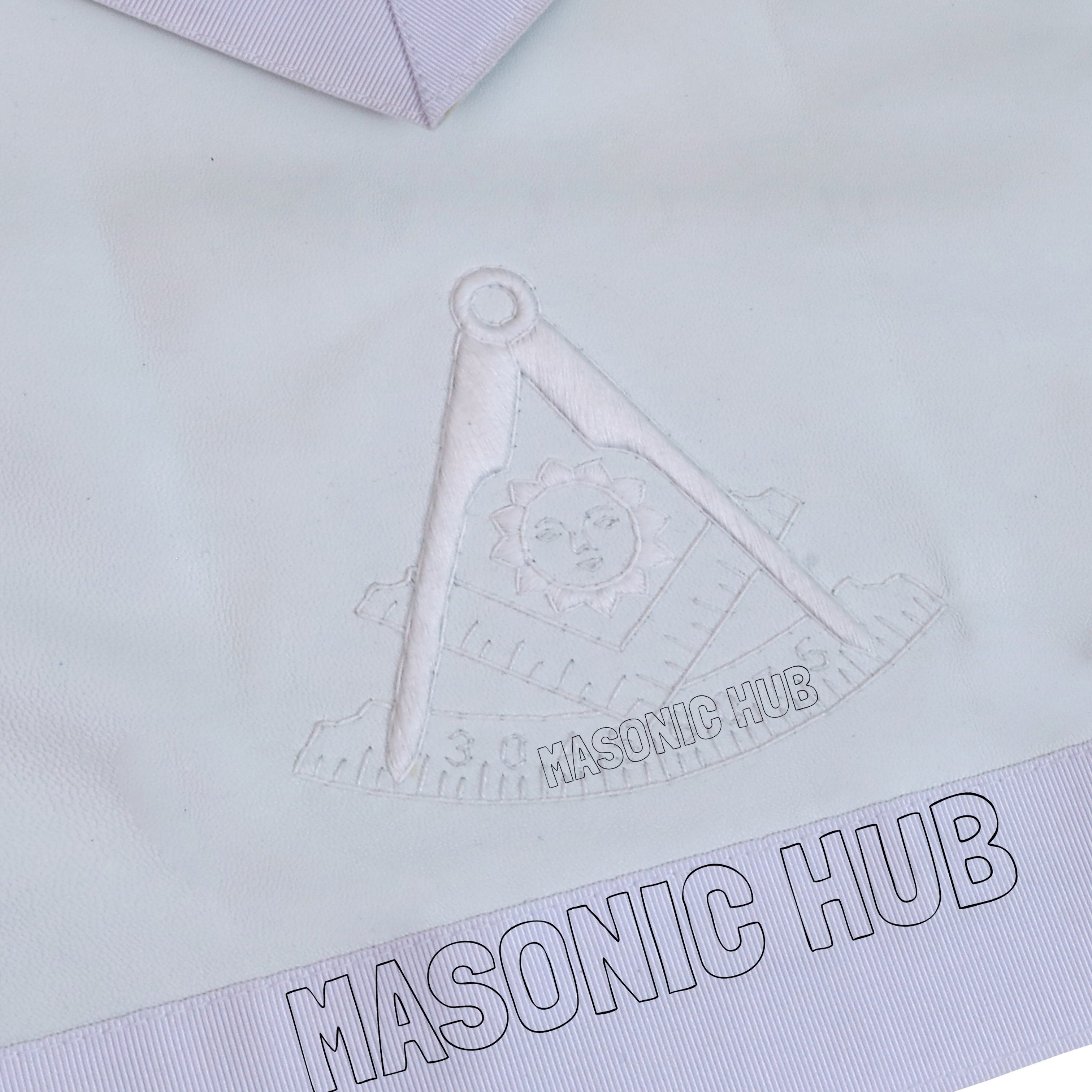 Masonic Past Master Apron – All White, 100% Lambskin, Hand Embroidered Masonic Hub