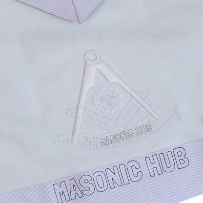 Masonic Past Master Apron – All White, 100% Lambskin, Hand Embroidered