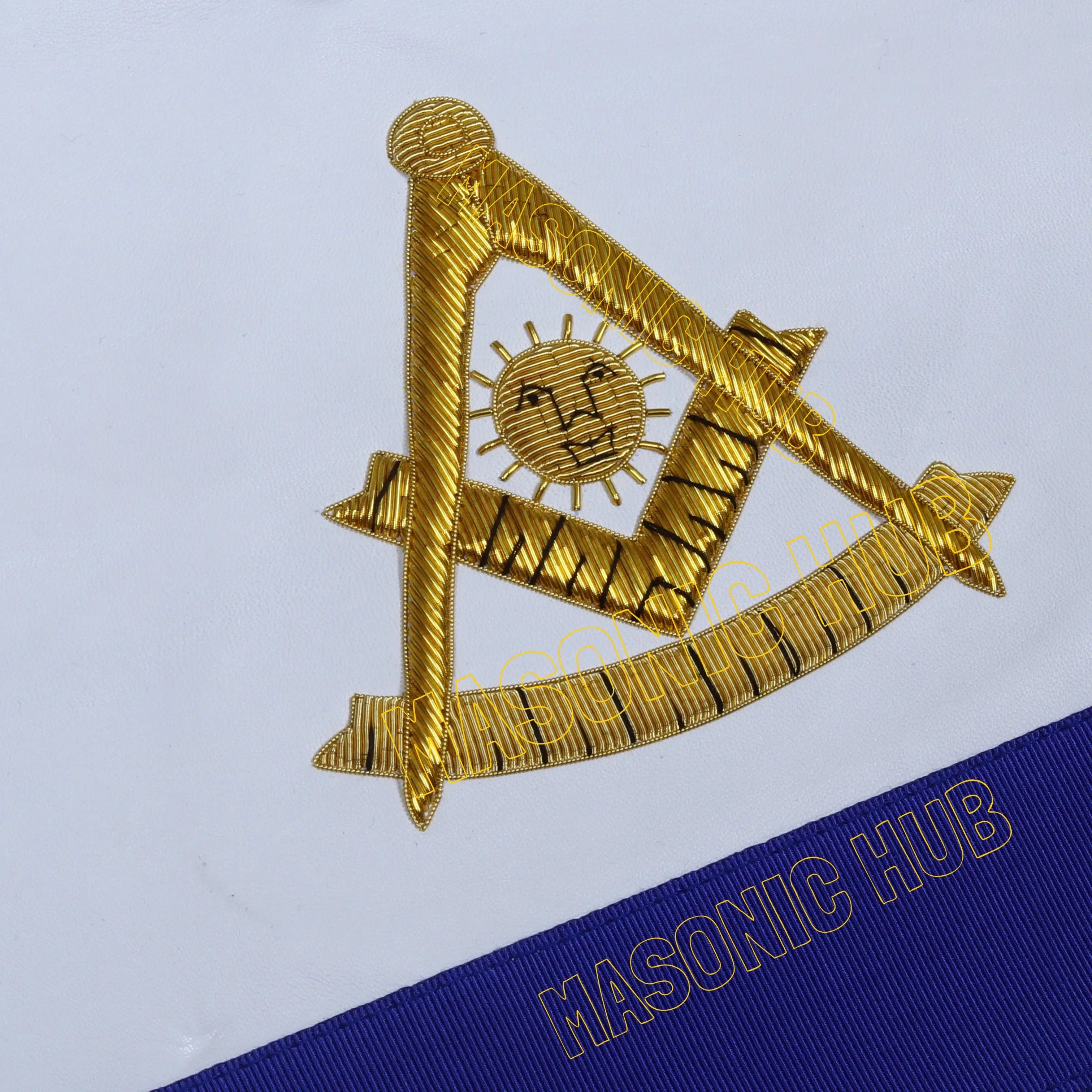 Handcrafted 100% Lambskin Blue Lodge Past Master Apron with Gold Bullion Threads Masonic Hub
