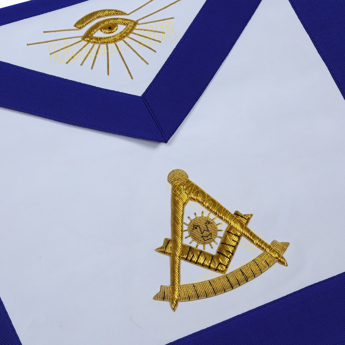 Handcrafted 100% Lambskin Blue Lodge Past Master Apron with Gold Bullion Threads