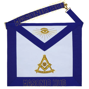 Handcrafted 100% Lambskin Blue Lodge Past Master Apron with Gold Bullion Threads Masonic Hub