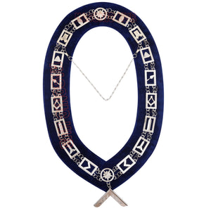Masonic Worshipful Master Silver Jewel Collar &amp; Embroidered Sheep Apron Masonic Hub
