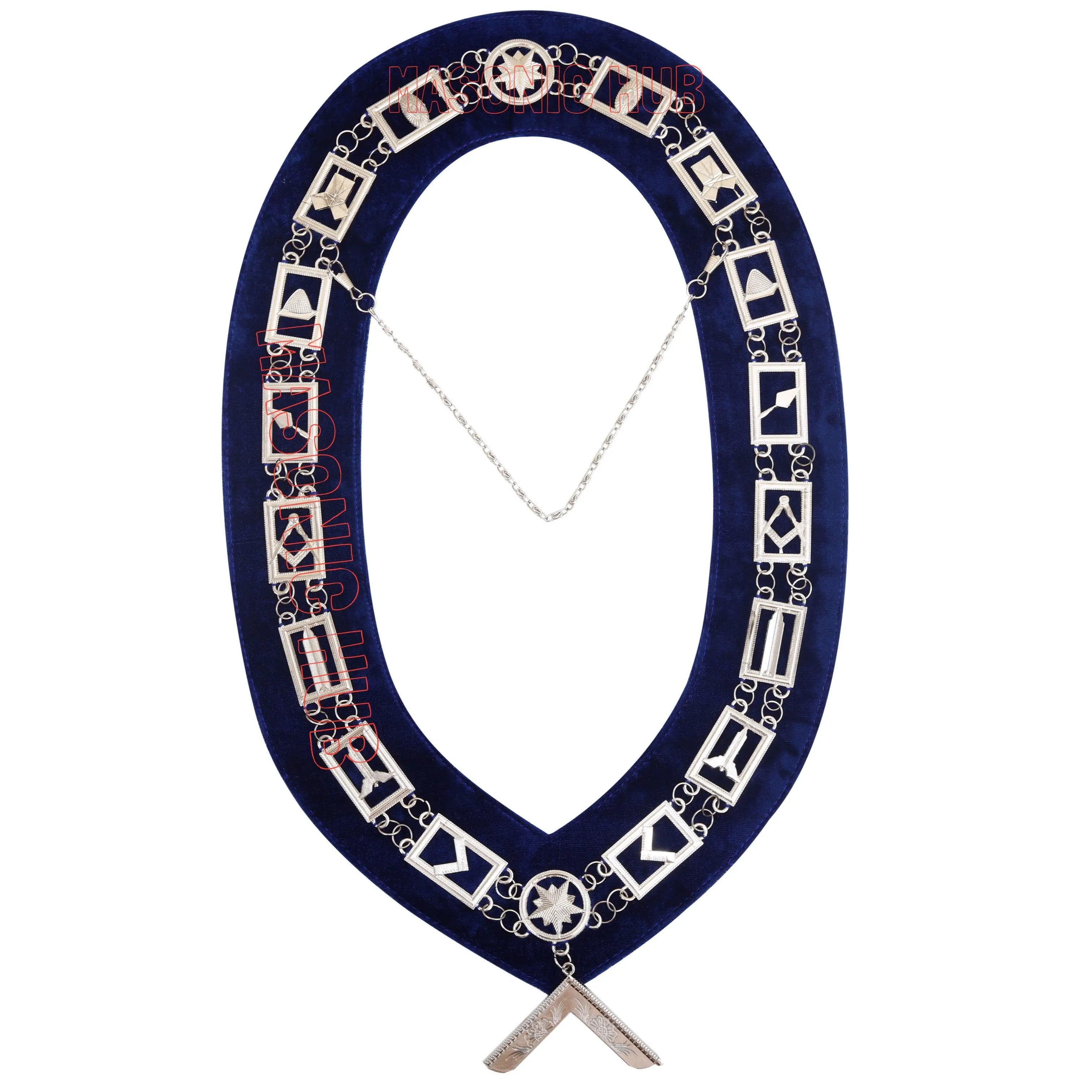 Masonic Worshipful Master Silver Jewel Collar &amp; Embroidered Sheep Apron Masonic Hub