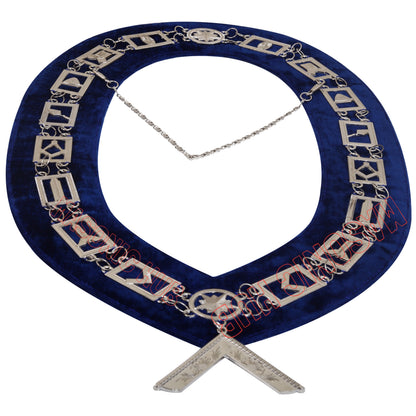 Masonic Worshipful Master Silver Jewel Collar &amp; Embroidered Sheep Apron