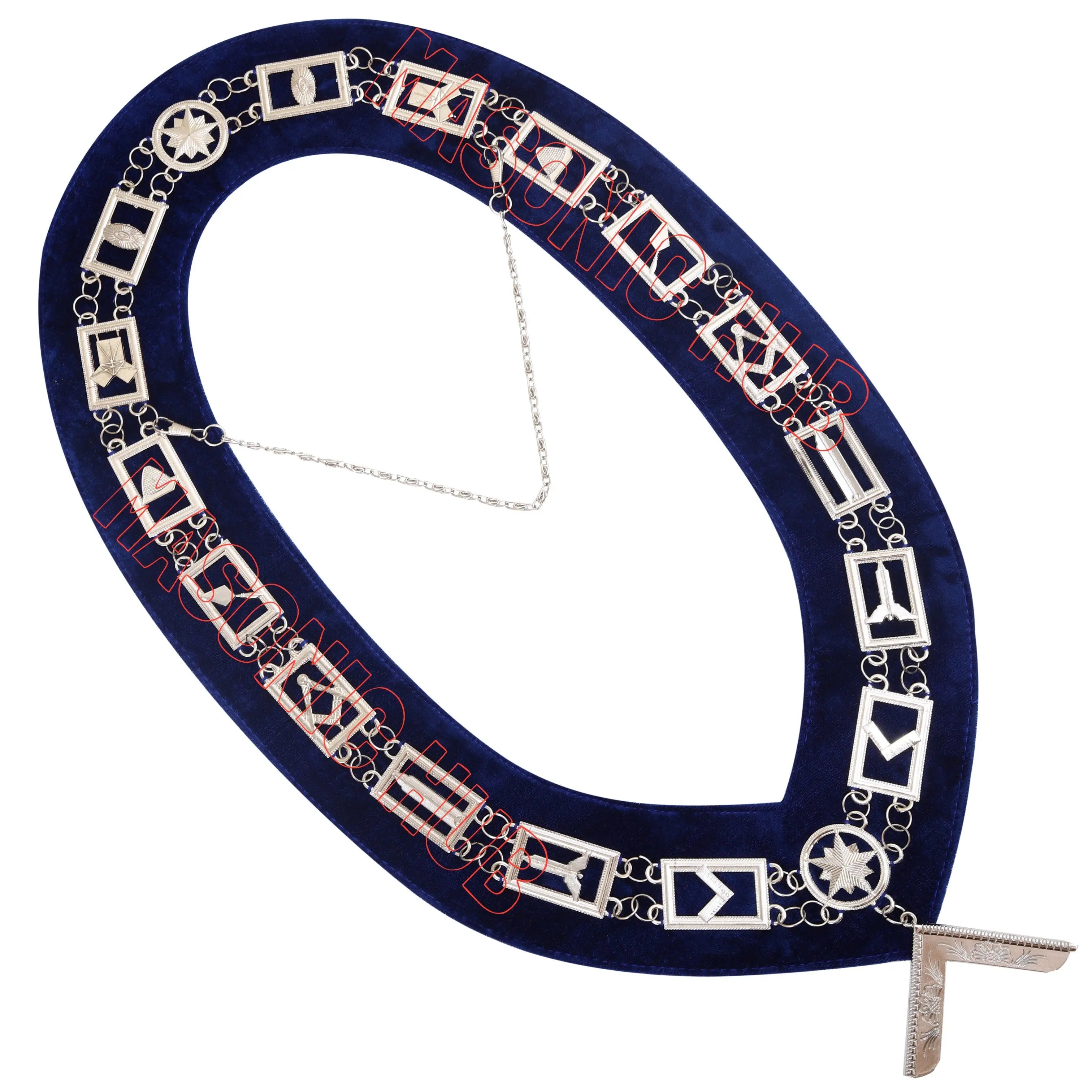Masonic Worshipful Master Silver Jewel Collar &amp; Embroidered Sheep Apron Masonic Hub