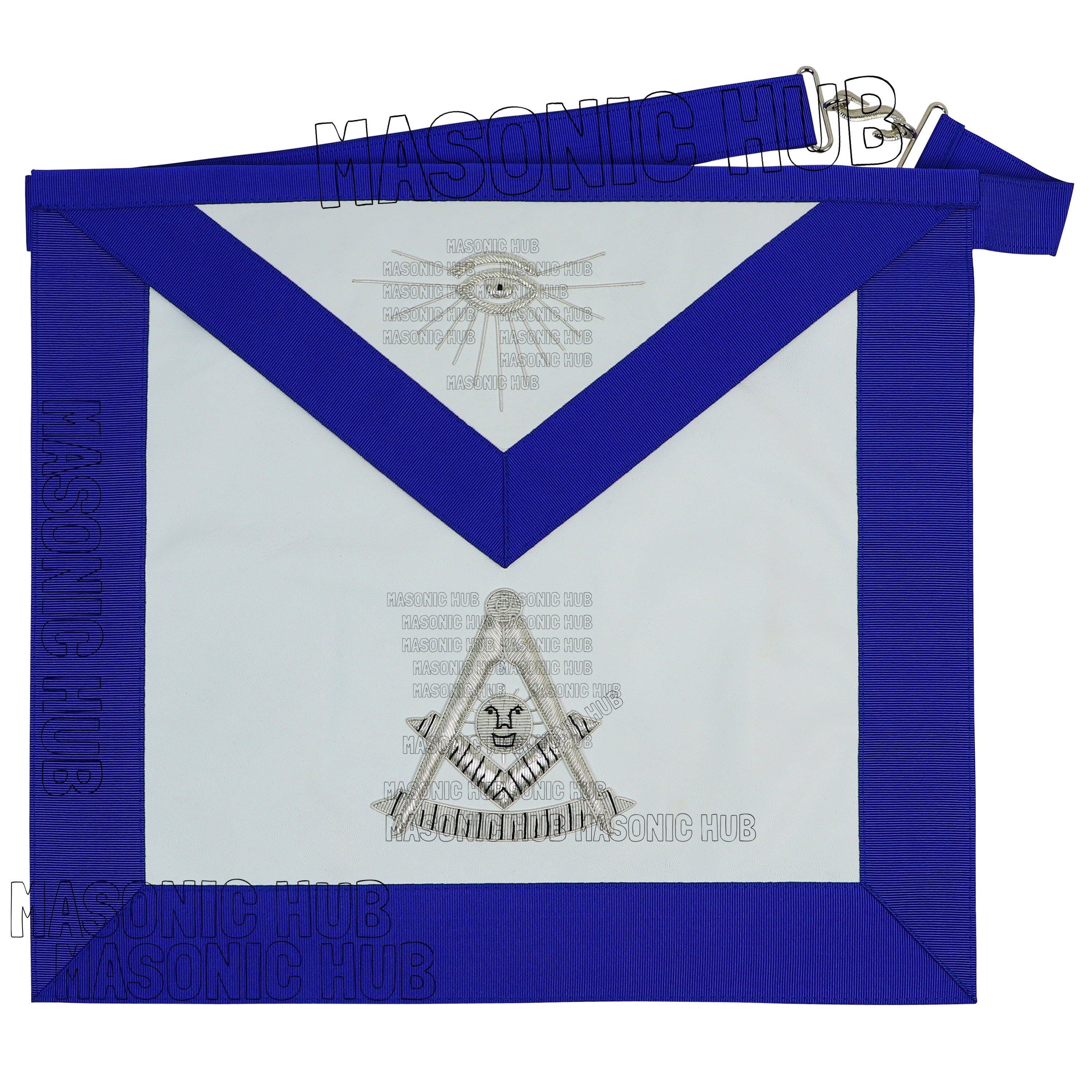 Handcrafted 100% Lambskin Blue Lodge Past Master Apron with Gold Bullion Threads Masonic Hub