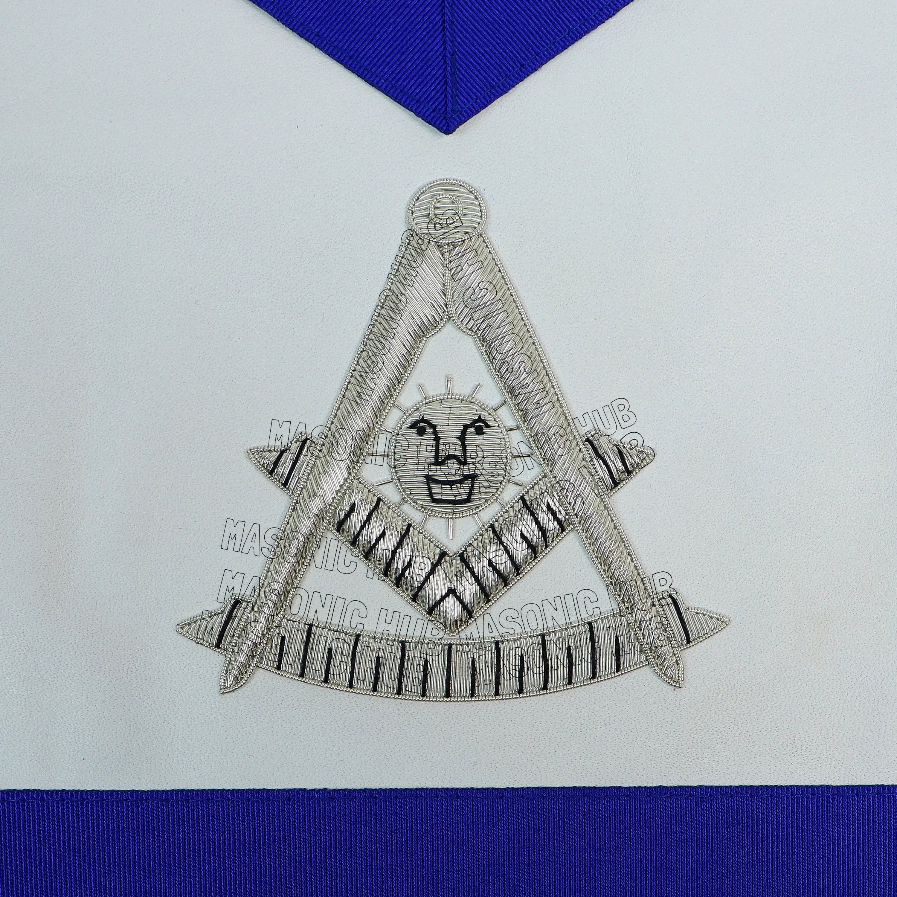 Handcrafted 100% Lambskin Blue Lodge Past Master Apron with Gold Bullion Threads Masonic Hub