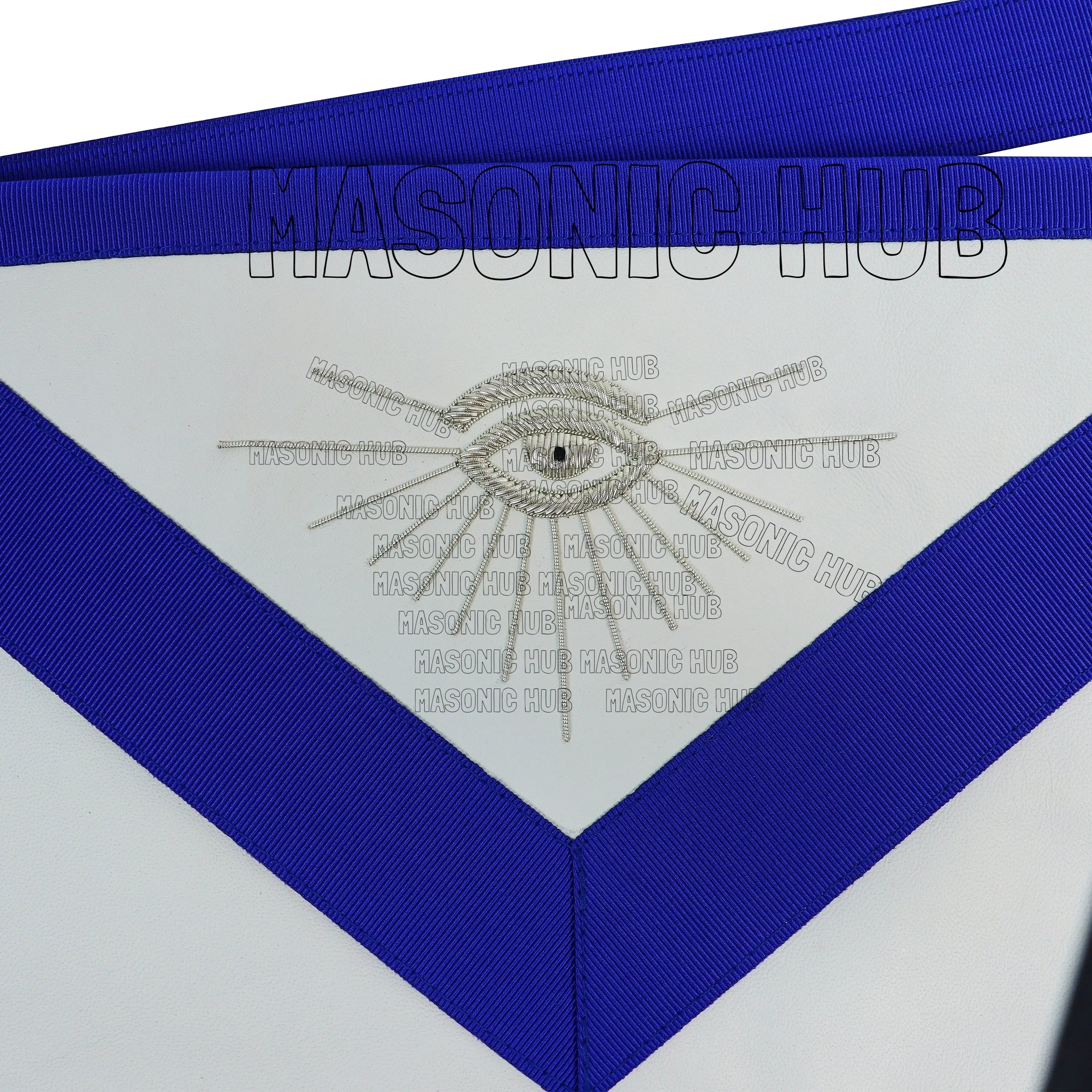 Handcrafted 100% Lambskin Blue Lodge Past Master Apron with Gold Bullion Threads Masonic Hub