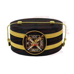 Knights Templar Black Satin Cap with Gold Braid - Masonic Freemason Hat ( A ) Masonic Hub