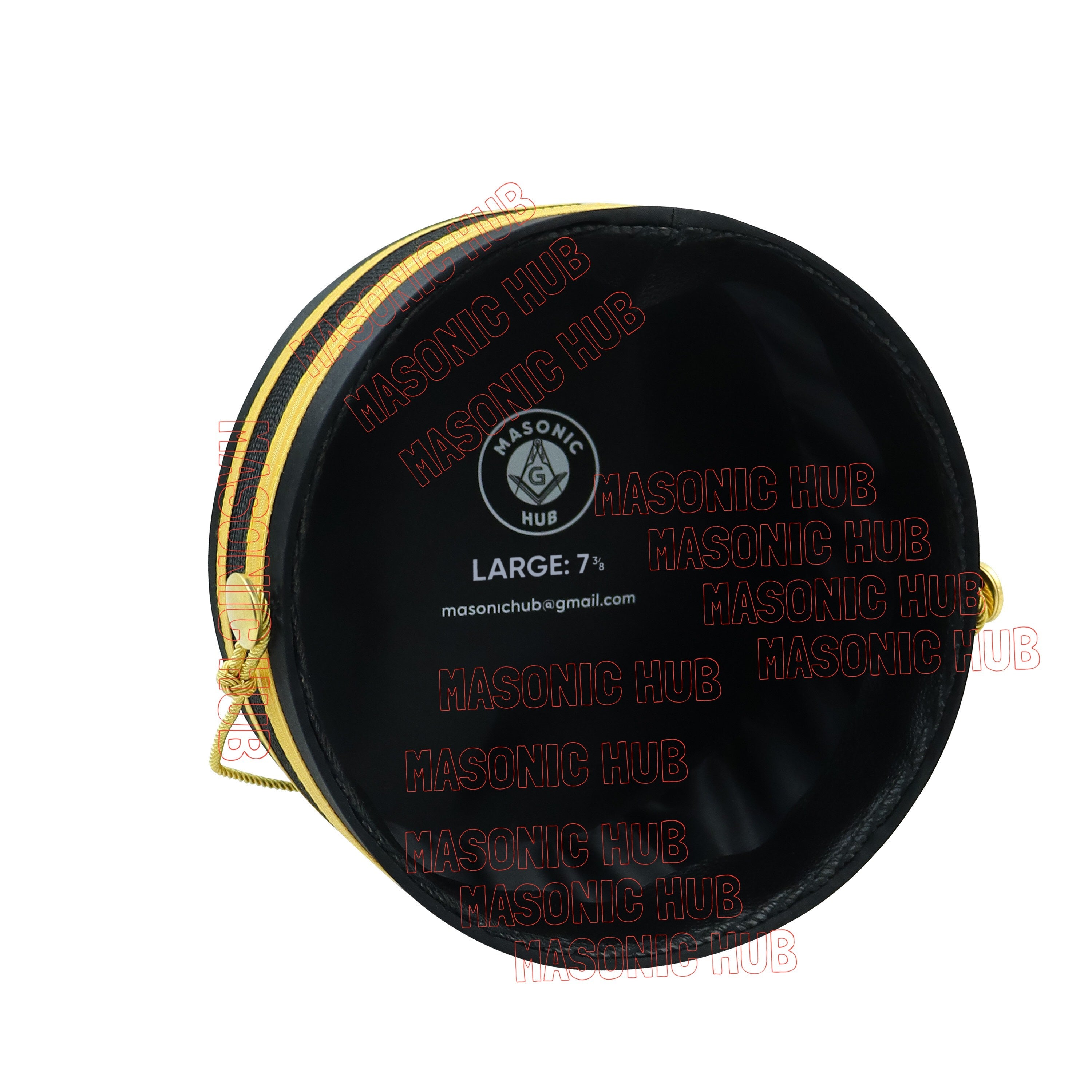 Knights Templar Black Satin Cap with Gold Braid - Masonic Freemason Hat ( A ) Masonic Hub