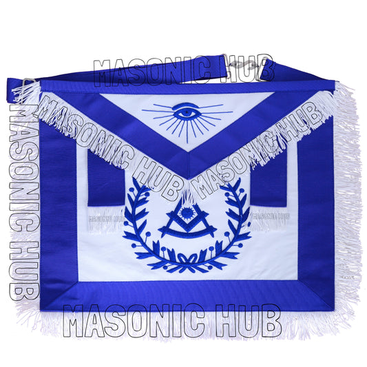 Masonic Past Master Apron – 100% Lambskin, Blue Wreath & Fringe, Handcrafted | Masonic Hub