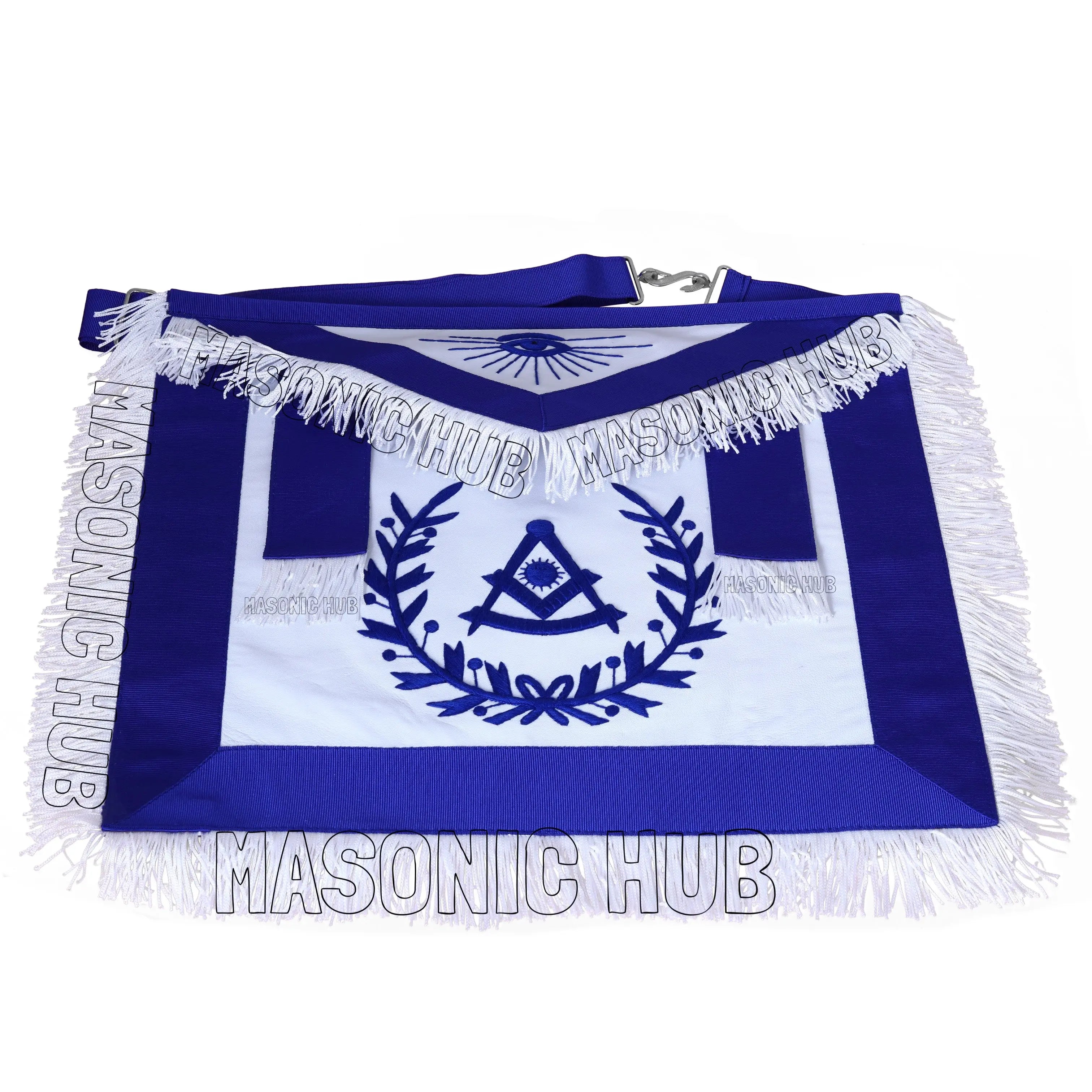 Masonic Past Master Apron – 100% Lambskin, Blue Wreath & Fringe, Handcrafted | Masonic Hub Masonic Hub