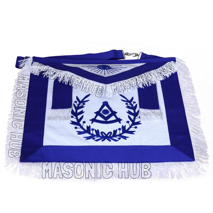 Masonic Past Master Apron – 100% Lambskin, Blue Wreath & Fringe, Handcrafted | Masonic Hub