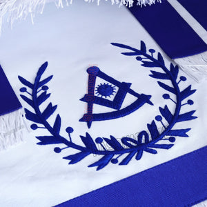 Masonic Past Master Apron – 100% Lambskin, Blue Wreath & Fringe, Handcrafted | Masonic Hub Masonic Hub