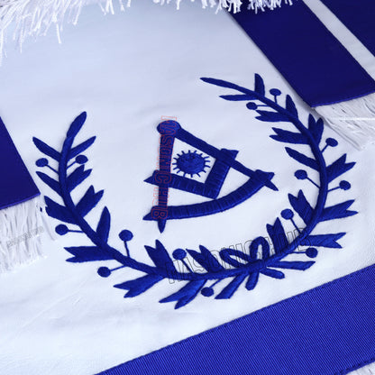 Masonic Past Master Apron – 100% Lambskin, Blue Wreath & Fringe, Handcrafted | Masonic Hub