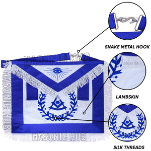 Masonic Past Master Apron – 100% Lambskin, Blue Wreath & Fringe, Handcrafted | Masonic Hub Masonic Hub