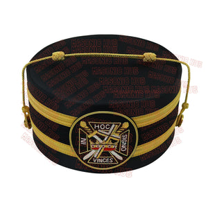 Knights Templar Black Satin Cap with Gold Braid - Masonic Freemason Hat ( B ) Masonic Hub