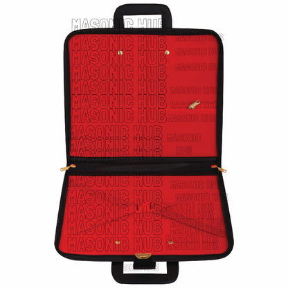 Custom Masonic Royal Arch Hand-Embroidered Apron Case with Handle - RED VELVET