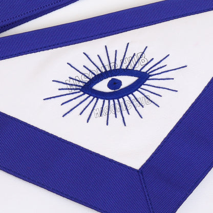 Handcrafted 100% Lambskin Past Master Masonic Apron with Blue Wreath Emblem
