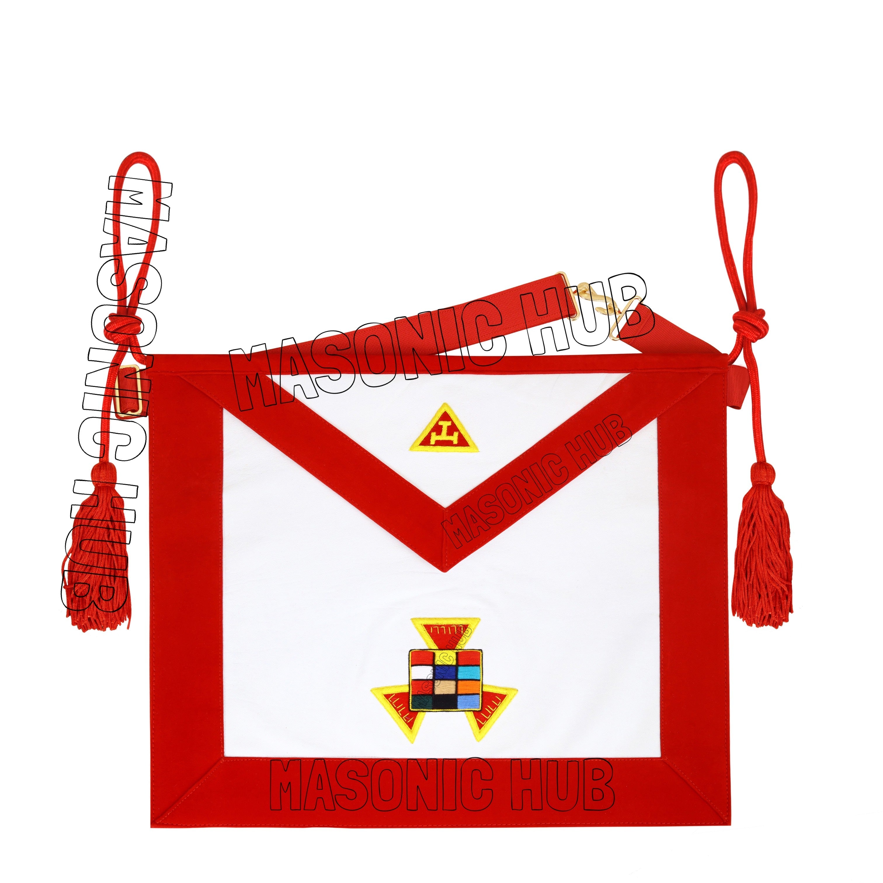 Handcrafted Lambskin Masonic Royal Arch Past High Priest PHP Apron with Cords Masonic Hub