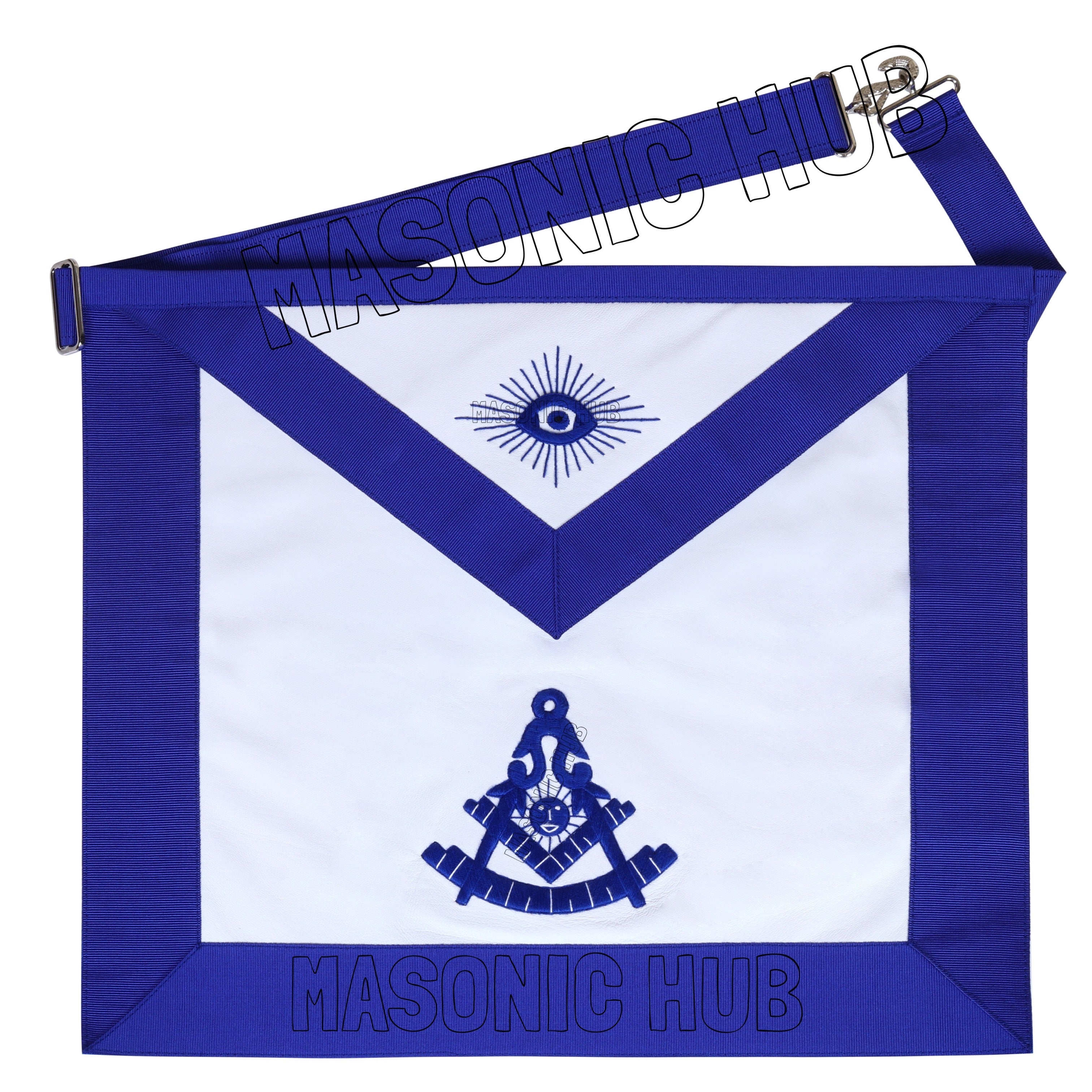 100% Lambskin MASONIC PAST MASTER APRON Handcrafted with Blue Silk Threads Masonic Hub