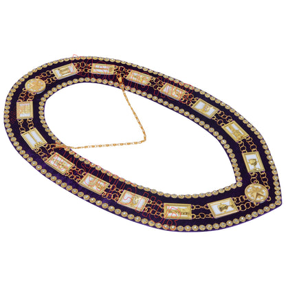 MASONIC REGALIA OES ORDER OF STAR CHAIN COLLAR PURPLE BACKING WITH RHINESTONES
