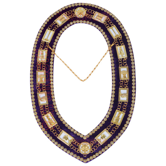MASONIC REGALIA OES ORDER OF STAR CHAIN COLLAR PURPLE BACKING WITH RHINESTONES