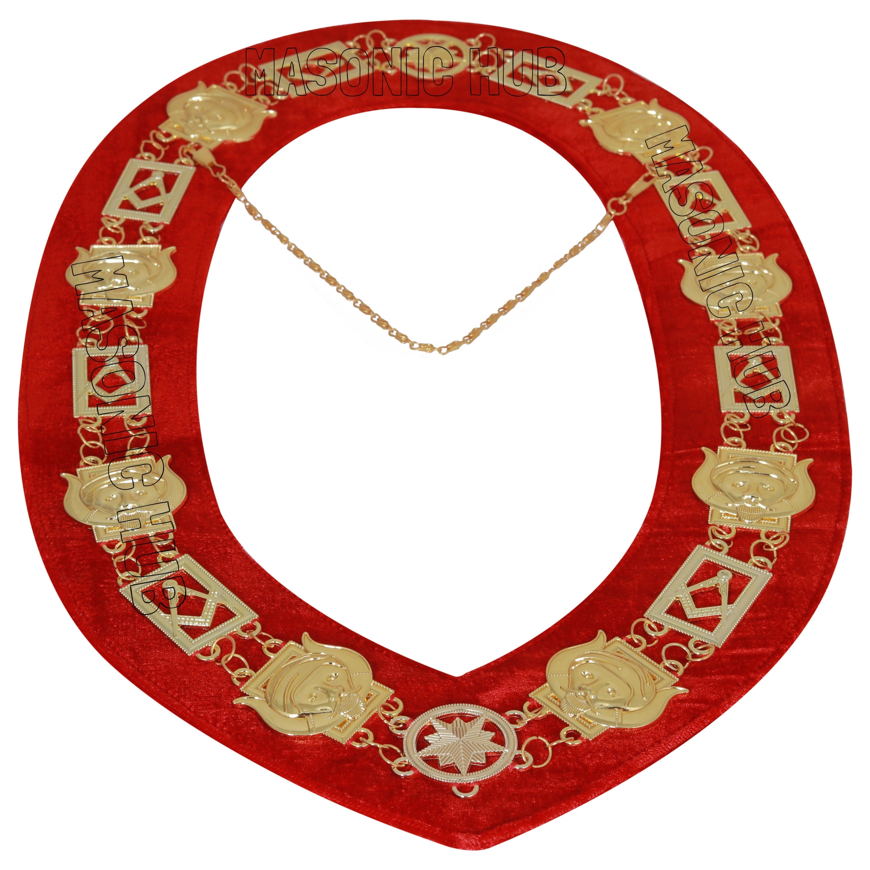 Masonic Grotto Chain Collar – Gold Plated with Velvet Backing Masonic Hub