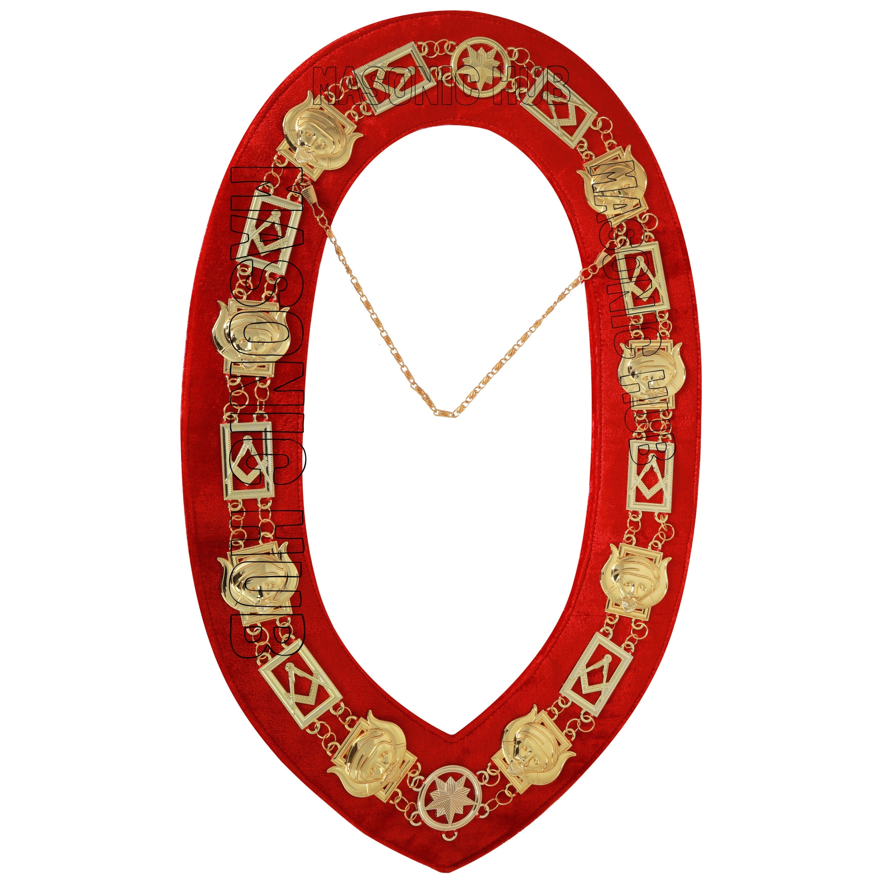 Masonic Grotto Chain Collar – Gold Plated with Velvet Backing Masonic Hub