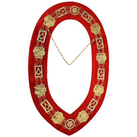 Masonic Grotto Chain Collar – Gold Plated with Velvet Backing