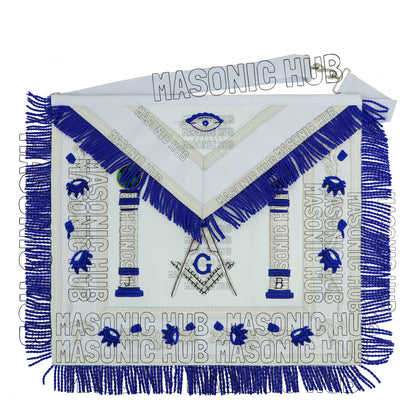 Master Mason Masonic Regalia Lambskin Apron & Chain Collar - Hand Embroidered