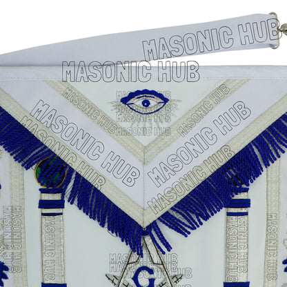 Master Mason Masonic Regalia Lambskin Apron & Chain Collar - Hand Embroidered