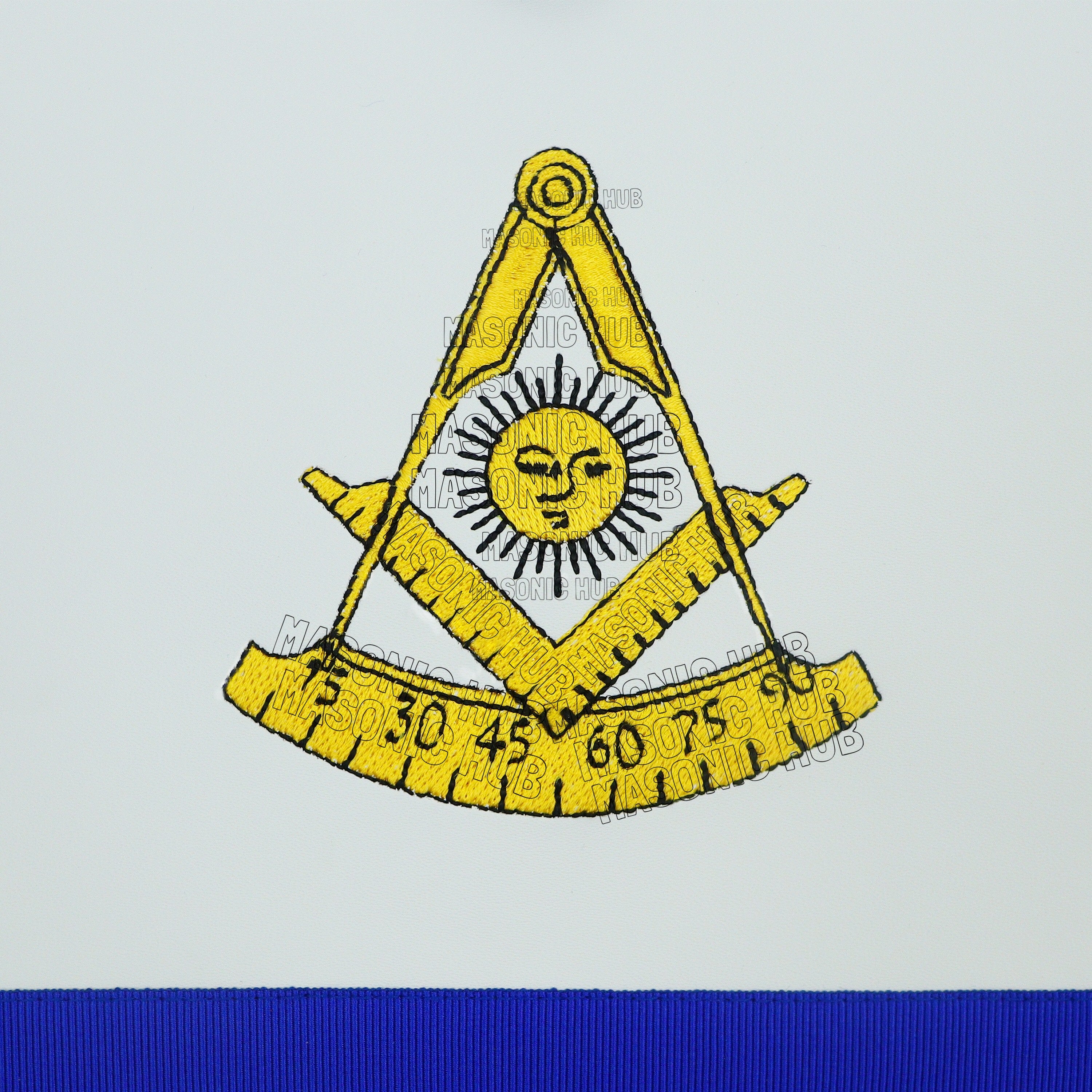 Past Master Masonic Apron – White Synthetic Leather with Embroidered Emblem