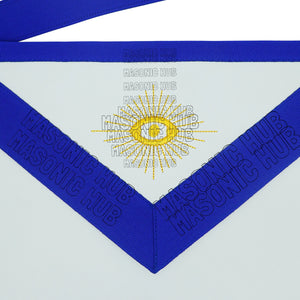 Past Master Masonic Apron – White Synthetic Leather with Embroidered Emblem Masonic Hub